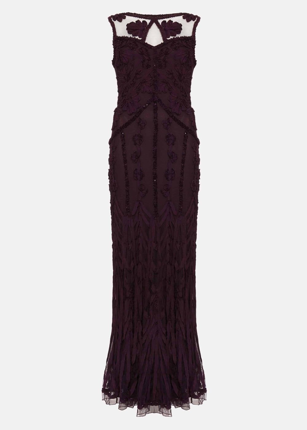 Anoushka Tapework Lace Maxi Dress Burgundy