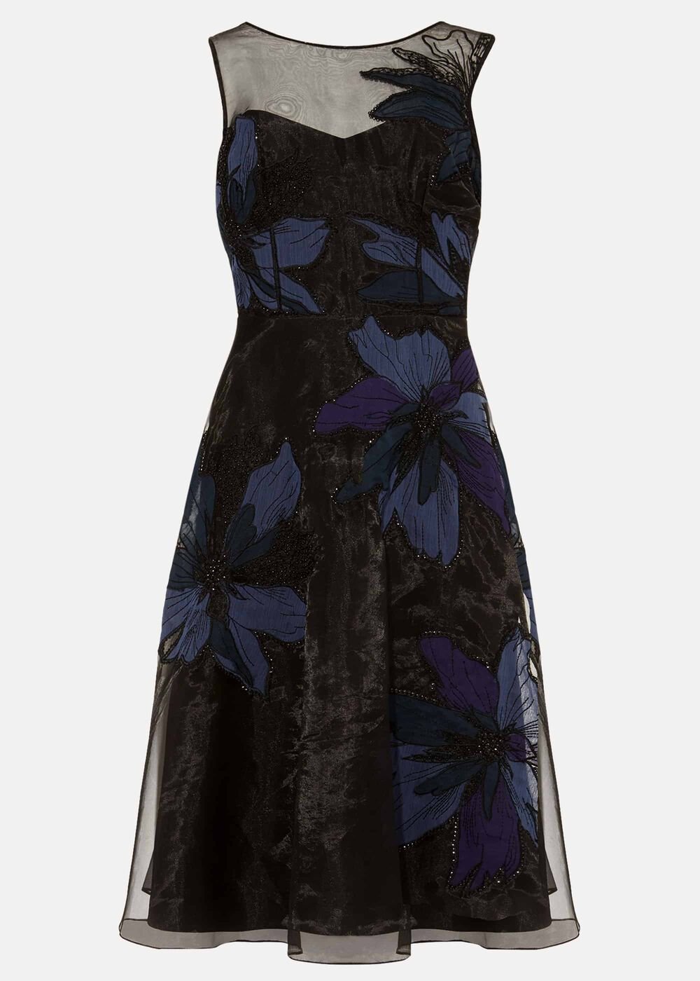 Simone Applique Flower Dress Black/Evergreen