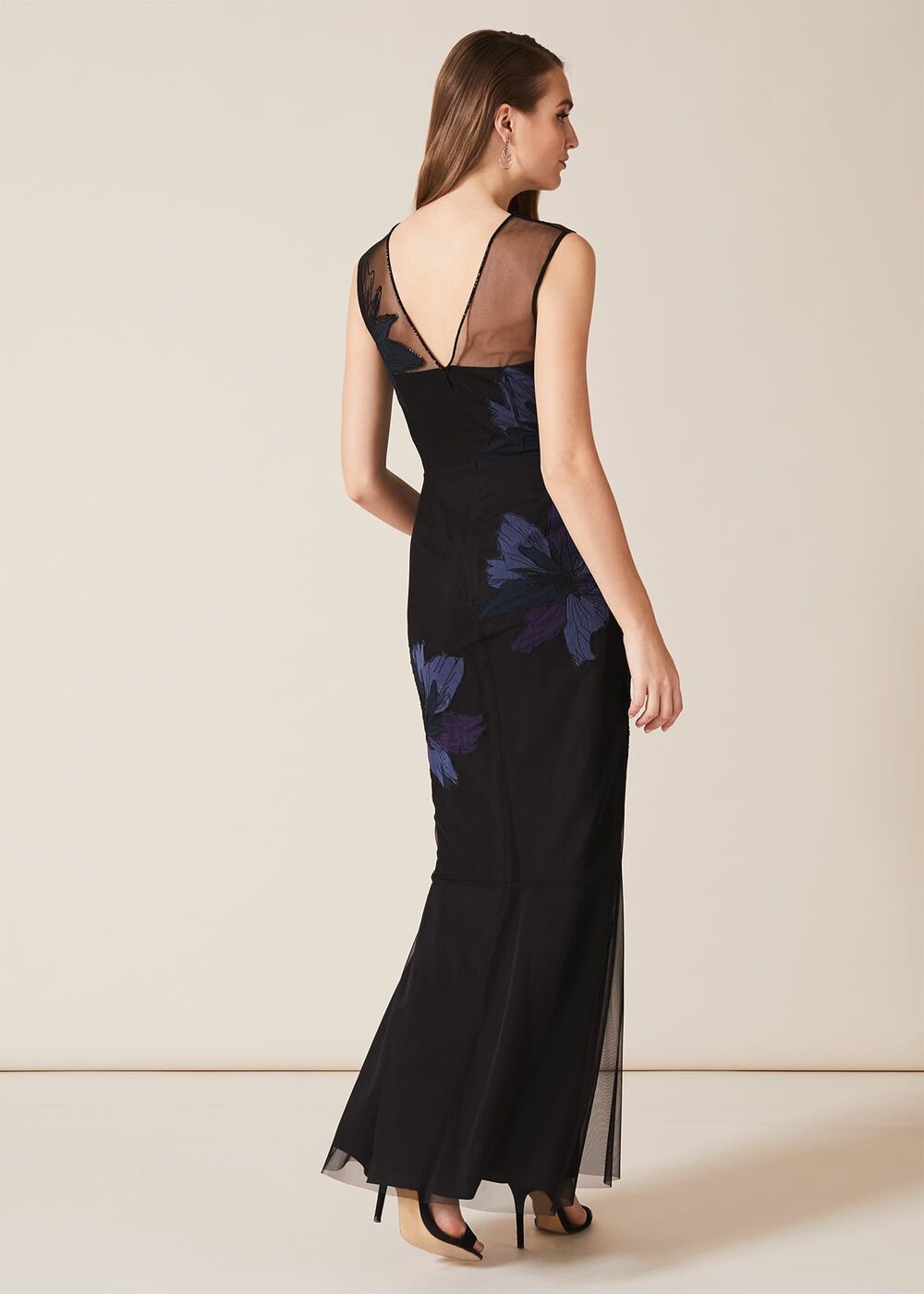 Barbara Applique Floral Dress Black/Navy