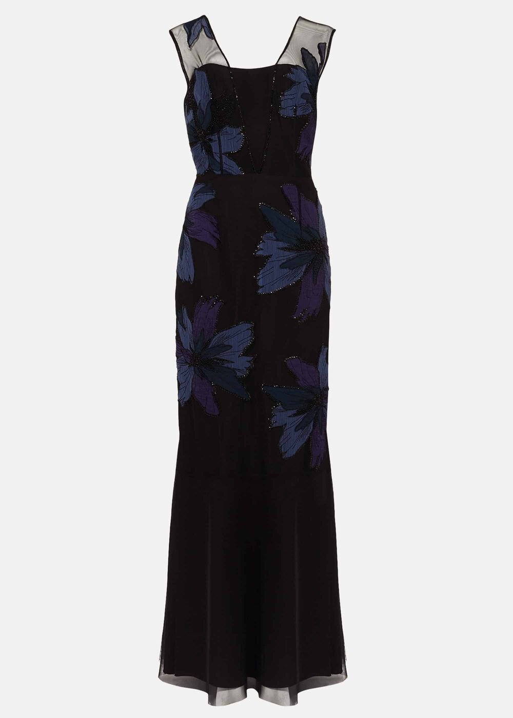 Barbara Applique Floral Dress Black/Navy