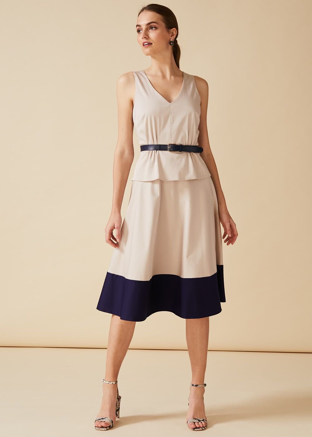 Valentine Peplum Dress Mink/Twilight