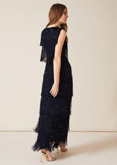 Kandice Fringe Maxi Dress Navy