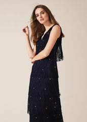 Kandice Fringe Maxi Dress Navy