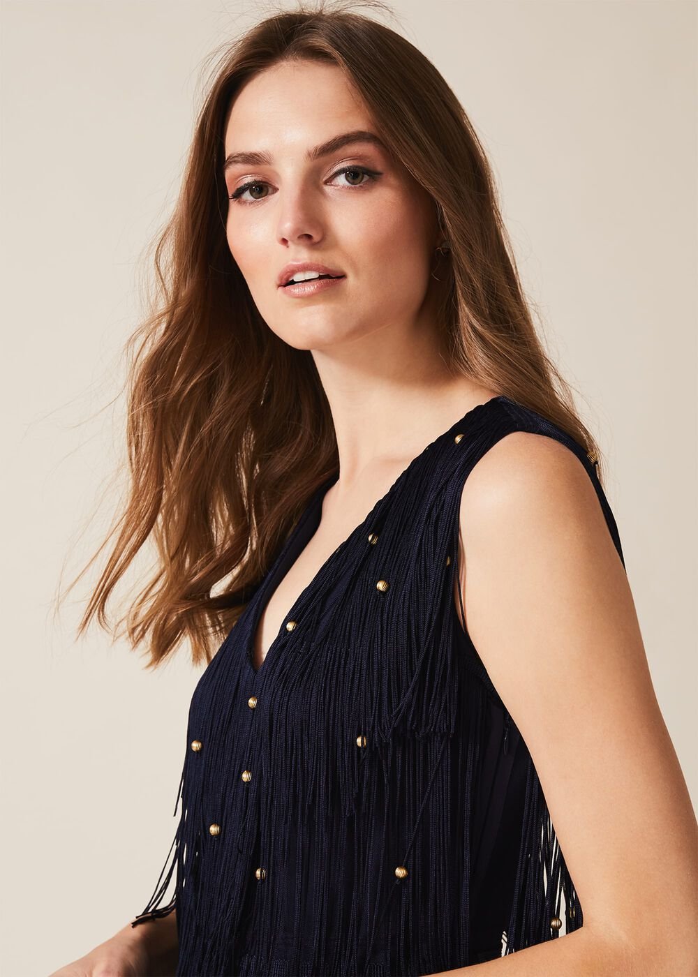 Kandice Fringe Maxi Dress Navy