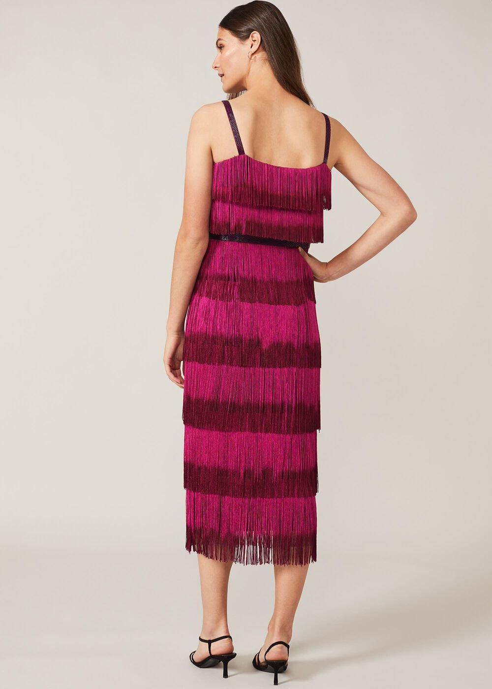 Katalina Dip Dye Fringe Dress Magenta/Orchid