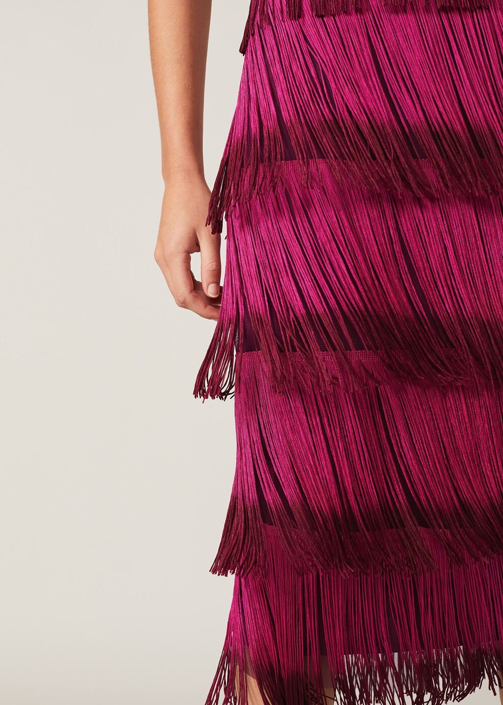 Katalina Dip Dye Fringe Dress Magenta/Orchid
