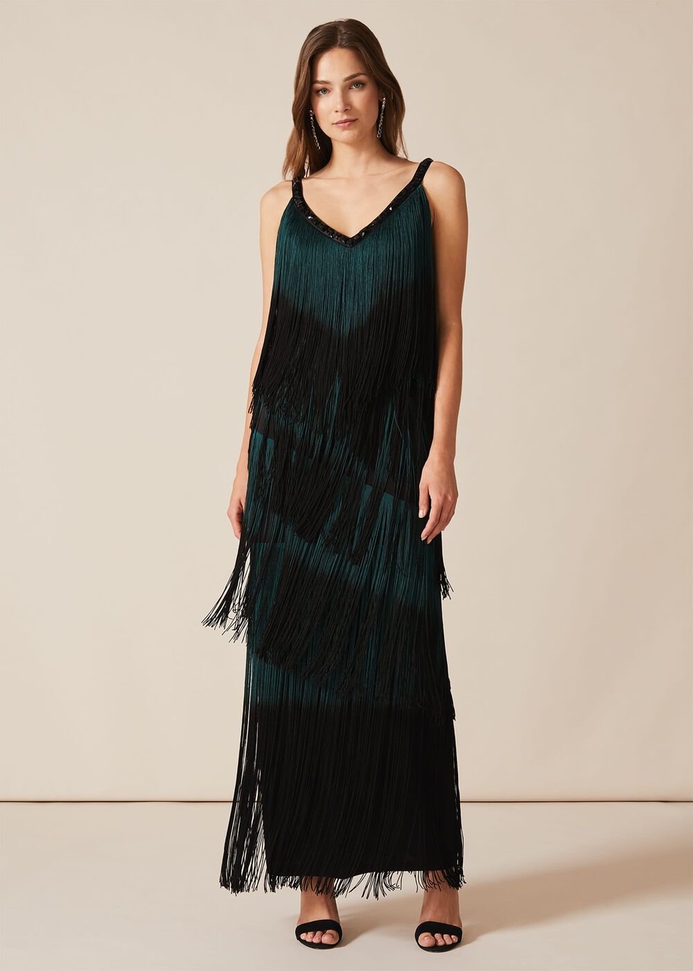 Tina Tassel Dress Black/Forest