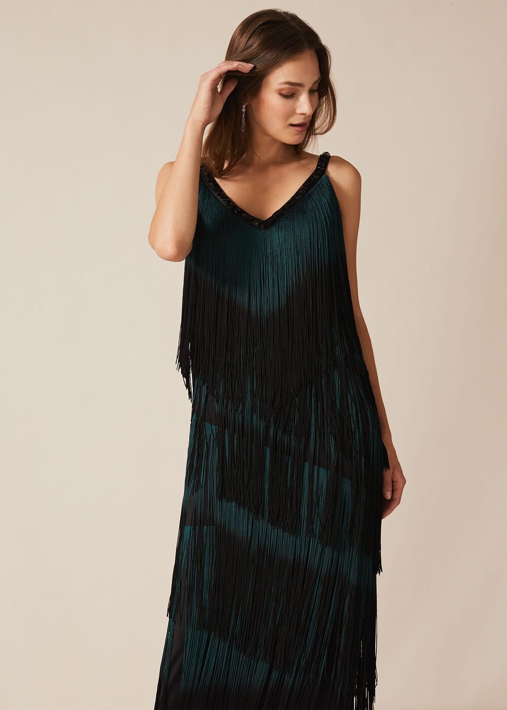 Tina Tassel Dress Black/Forest