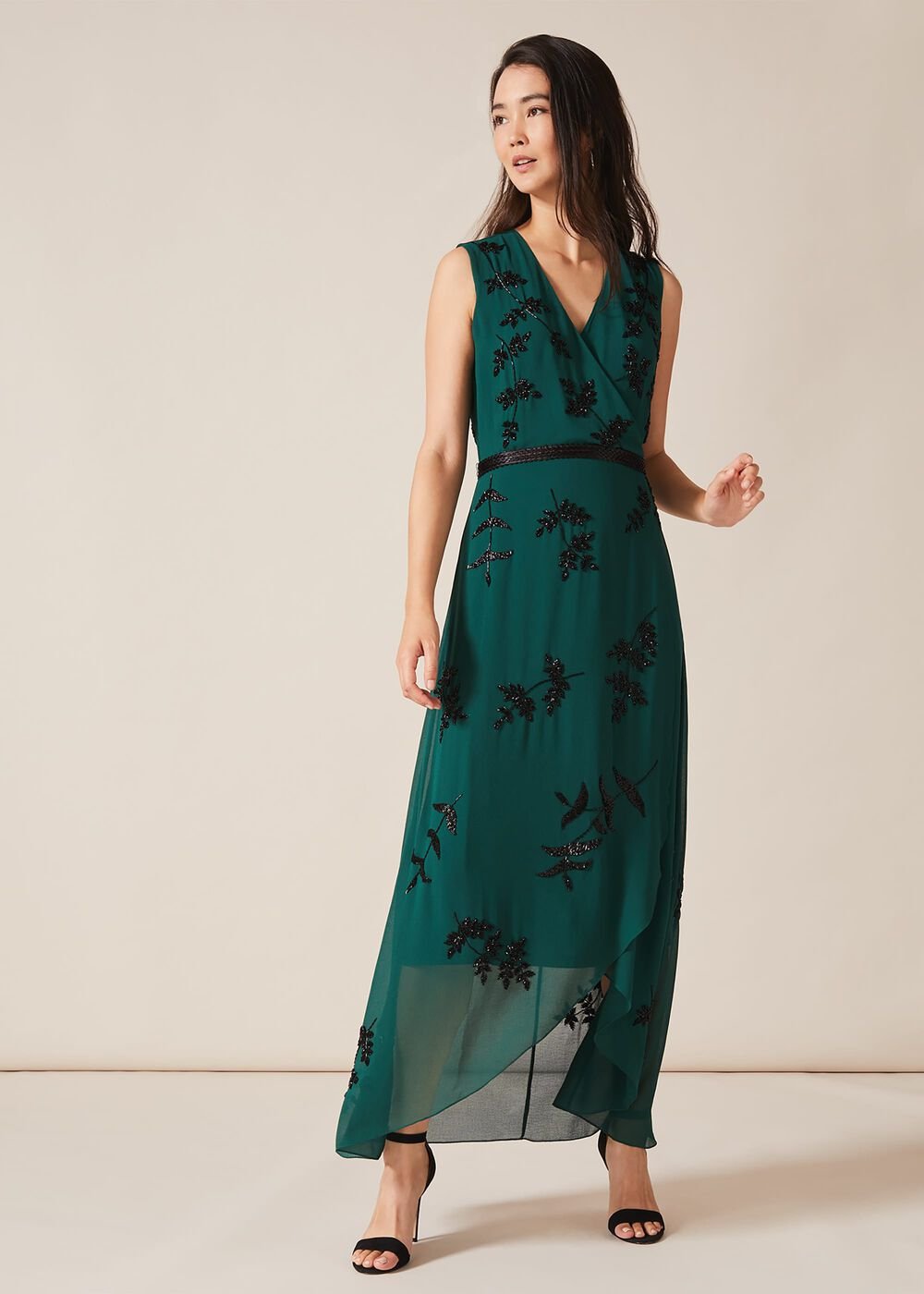 Serena Beaded Dress Emerald