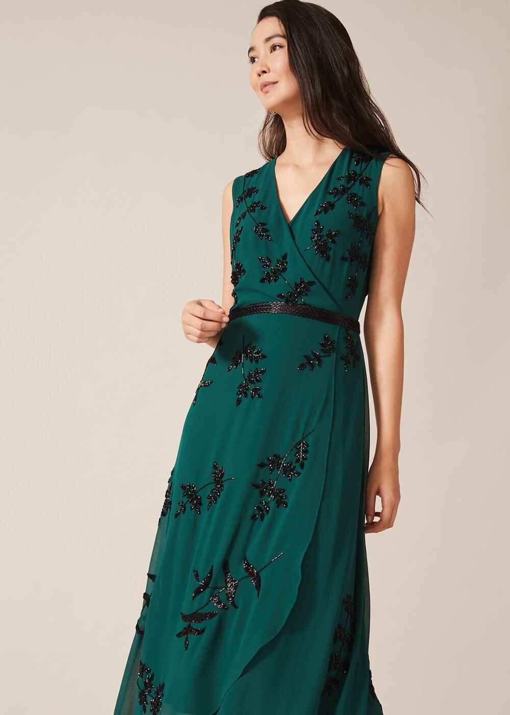 Serena Beaded Dress Emerald