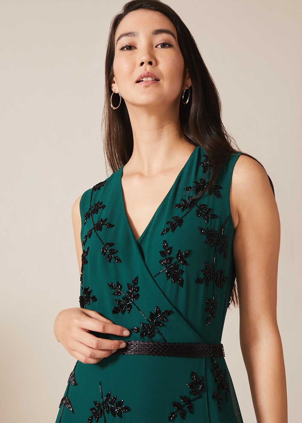 Serena Beaded Dress Emerald