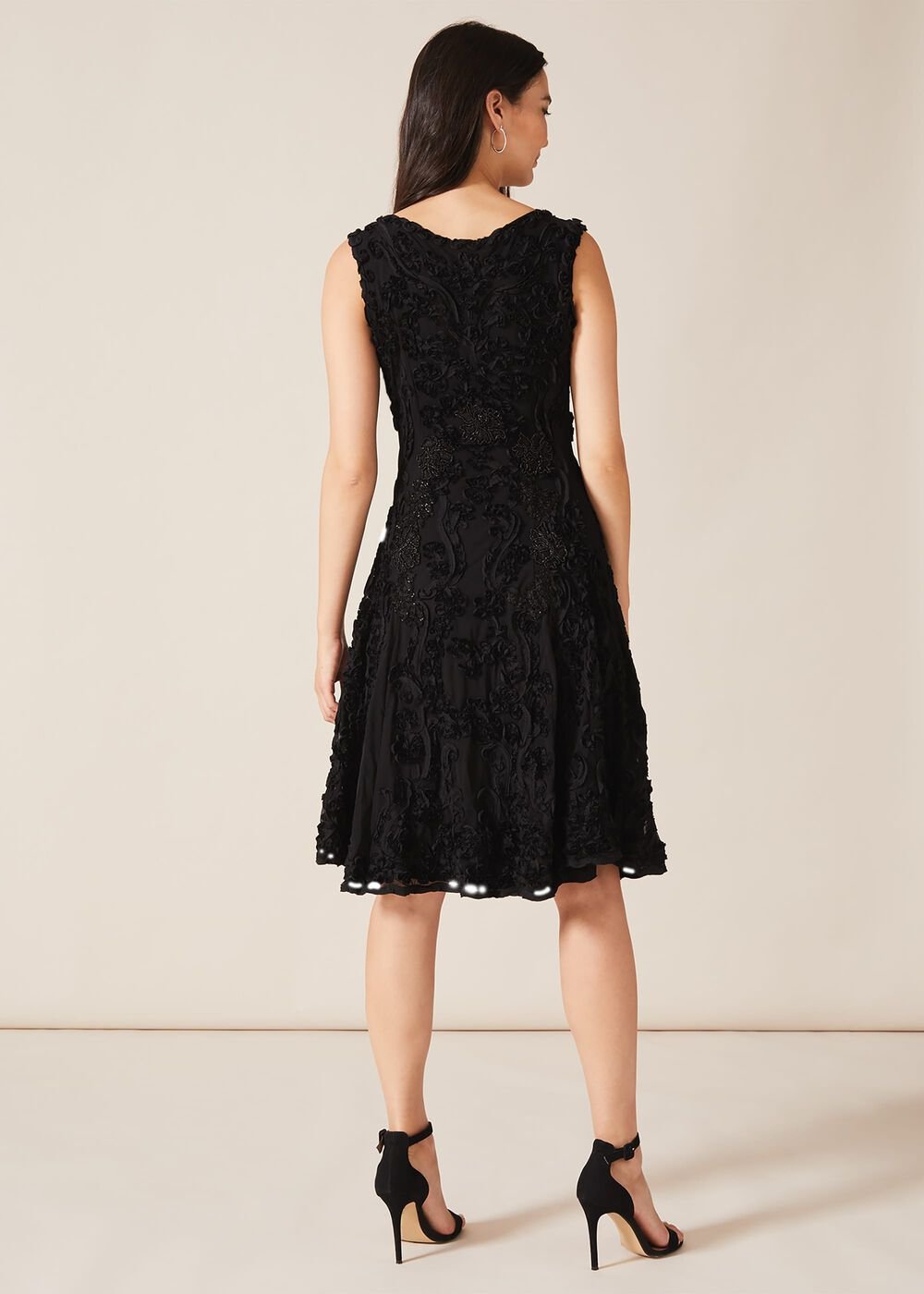 Penelope Tapework Lace Dress Black
