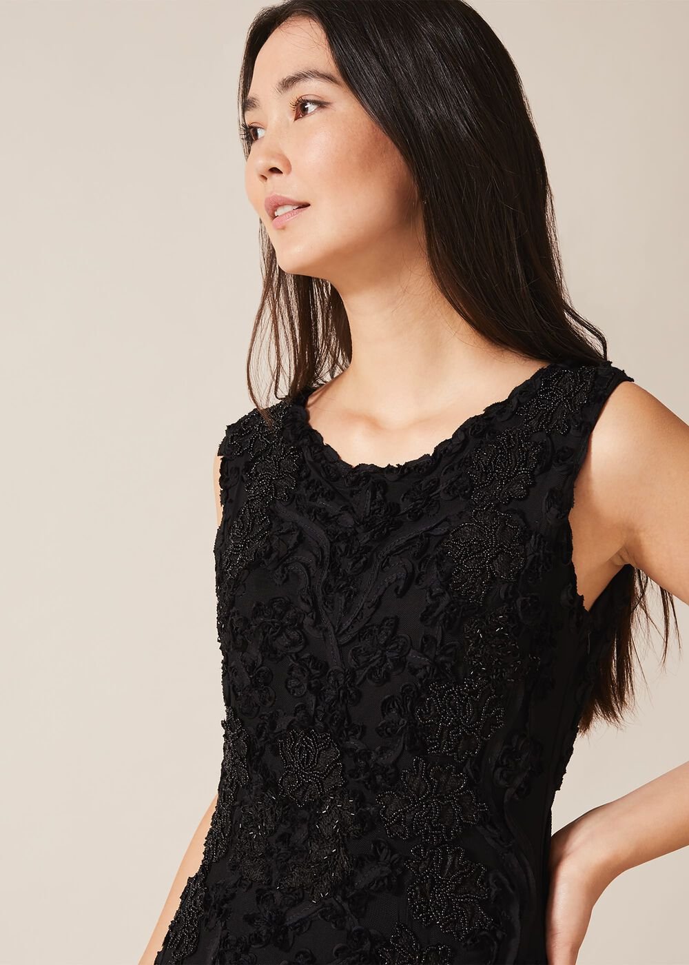 Penelope Tapework Lace Dress Black