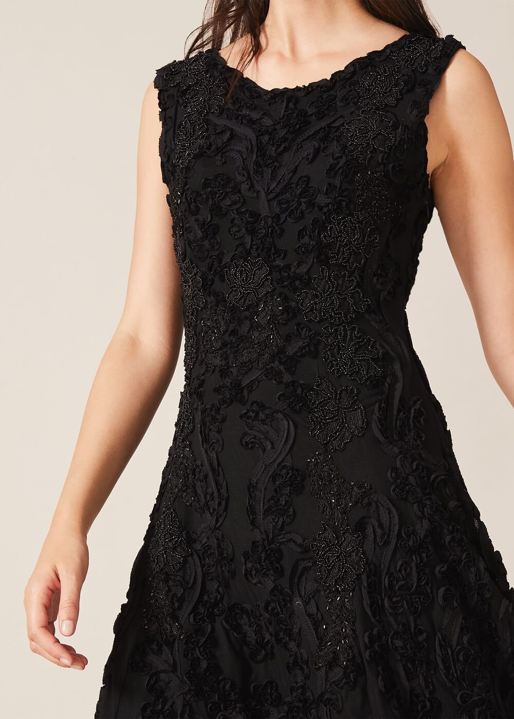 Penelope Tapework Lace Dress Black