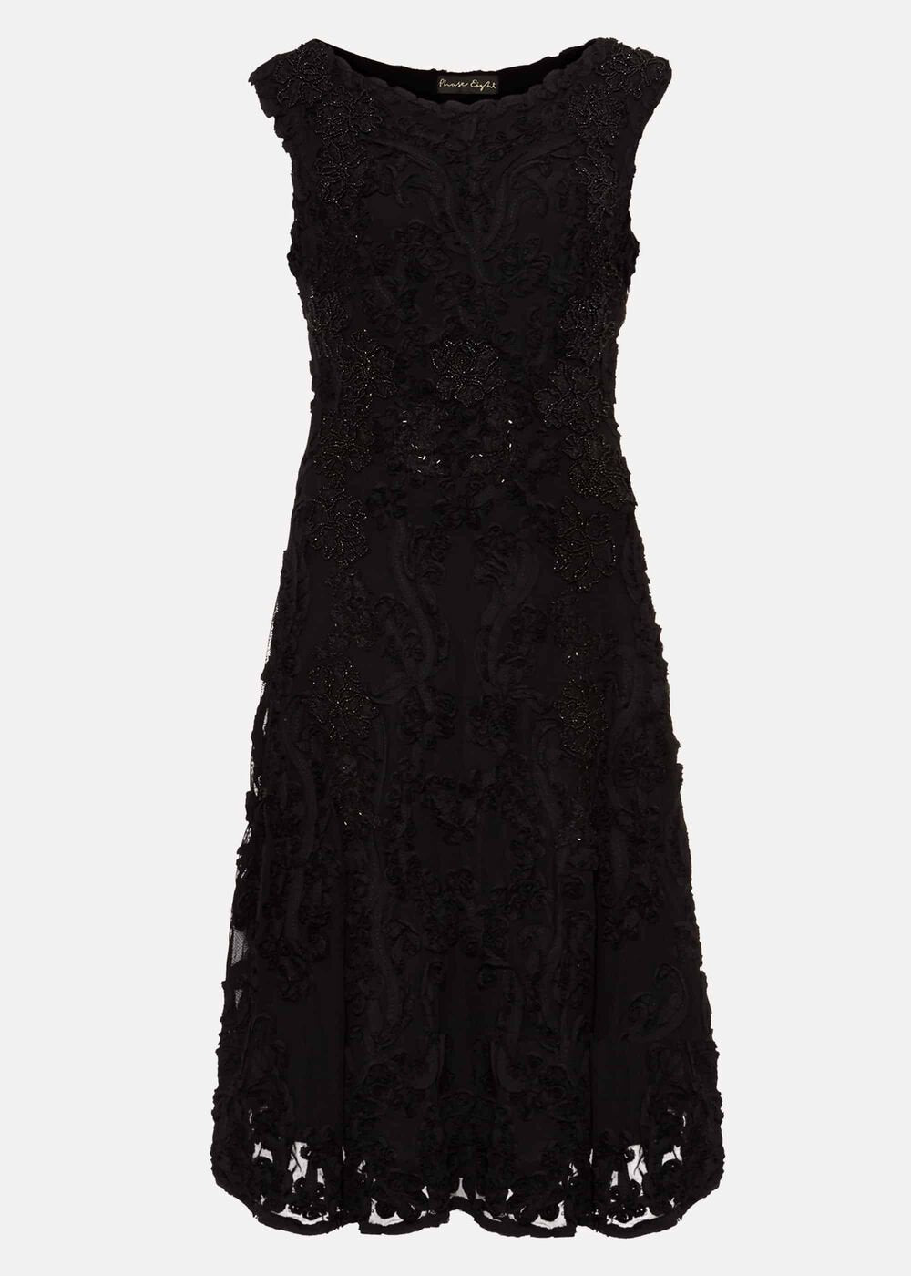 Penelope Tapework Lace Dress Black
