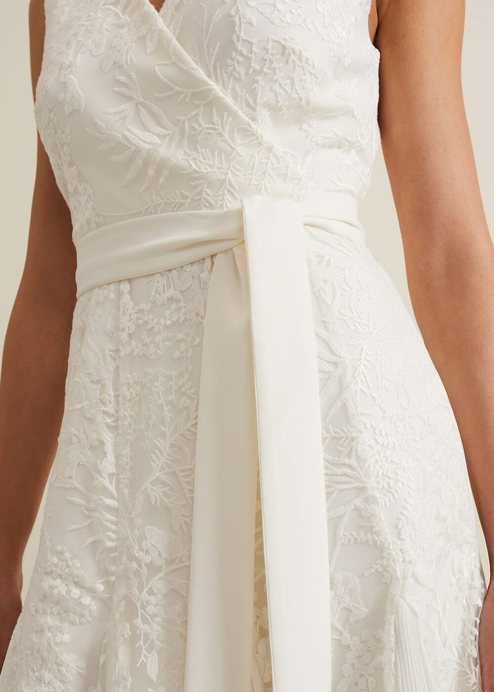 Caterina Embroidered Flared Wedding Dress Pale Cream
