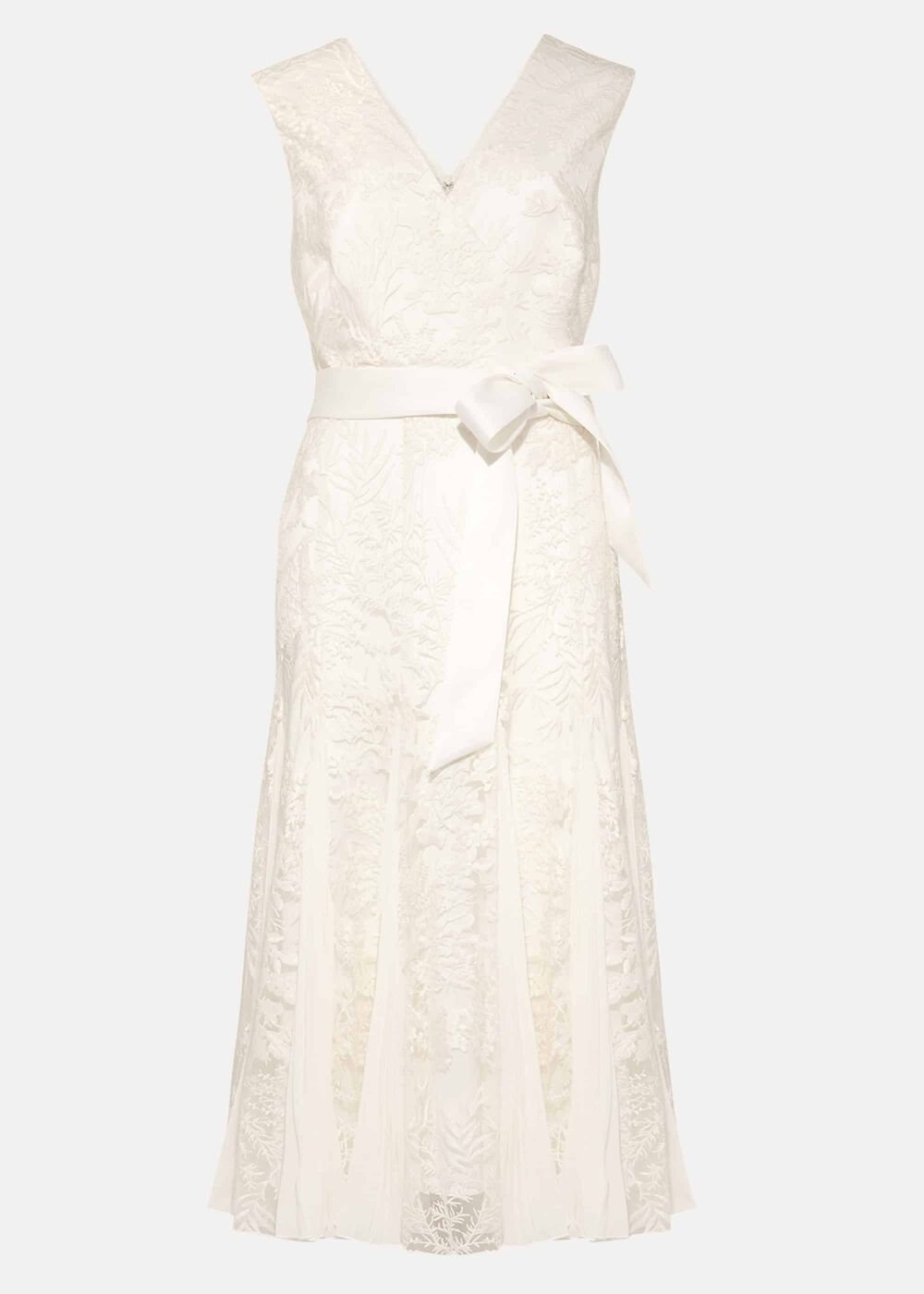 Caterina Embroidered Flared Wedding Dress Pale Cream