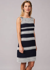 Priyanka Layered Fitted Dress Navy/Ivory