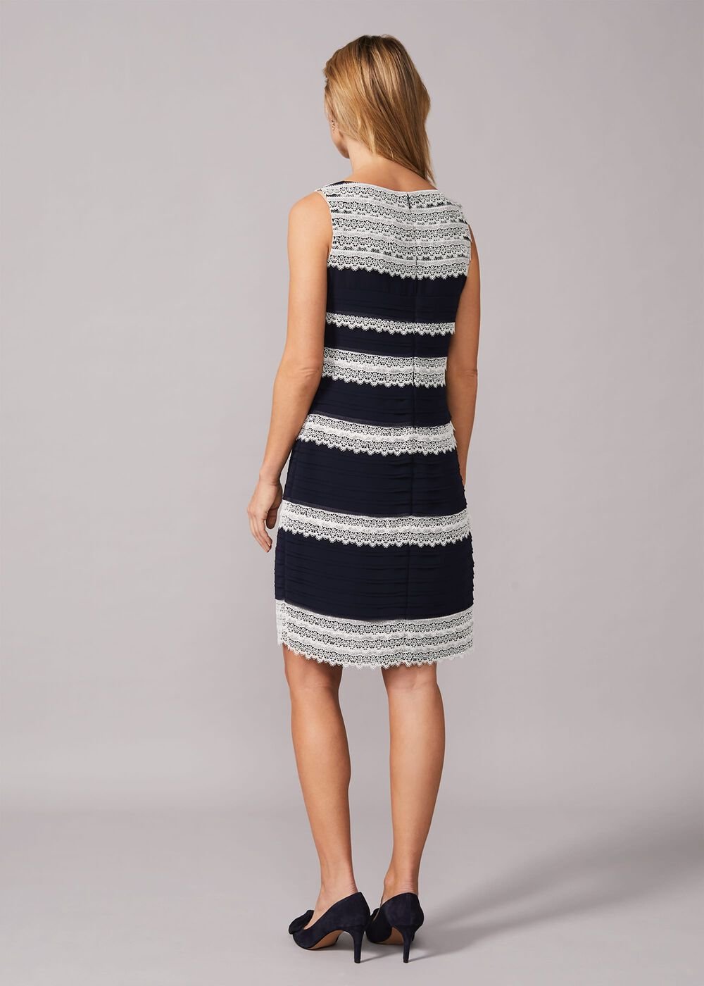 Priyanka Layered Fitted Dress Navy/Ivory