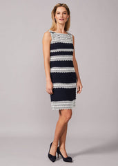Priyanka Layered Fitted Dress Navy/Ivory