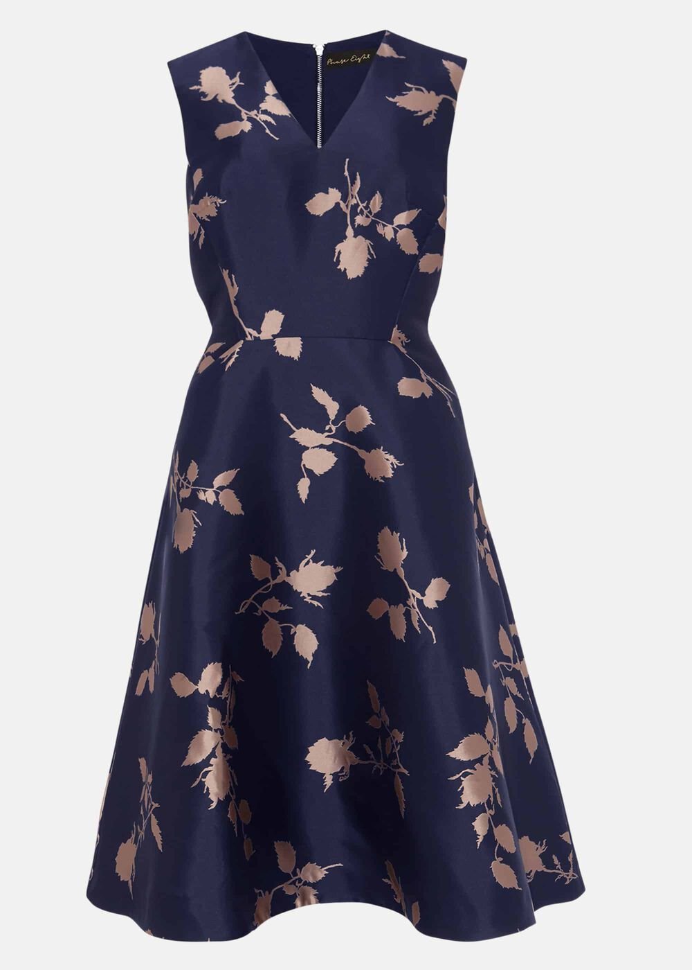 Jordyn Jacquard Fit And Flare Dress Navy/ Ballet Pink