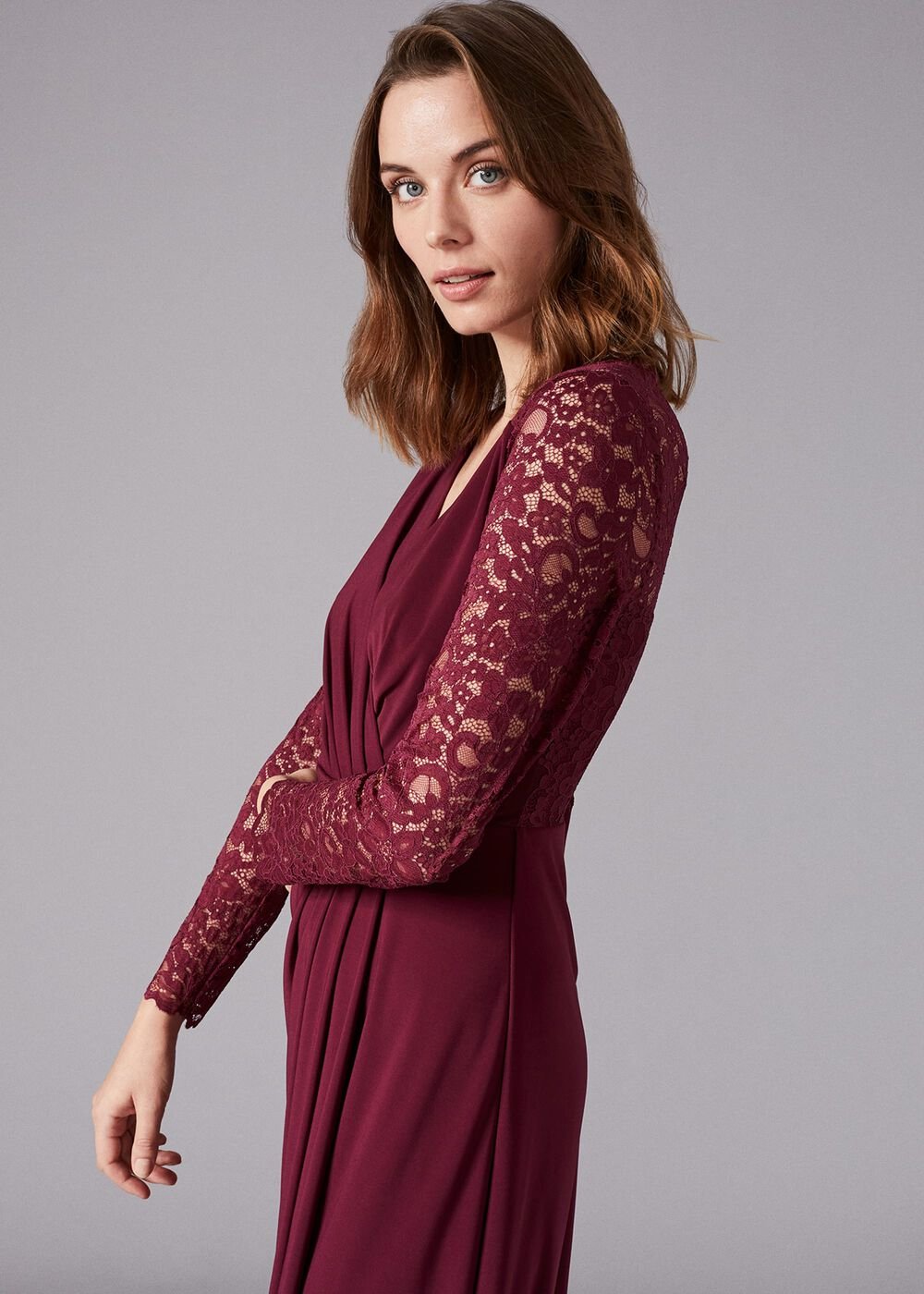 Elanor Lace Maxi Dress Berry