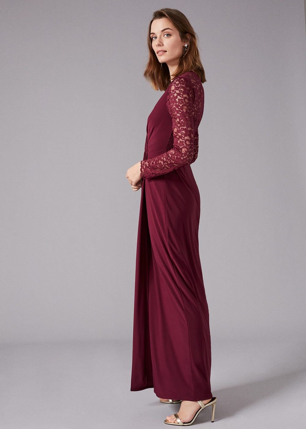 Elanor Lace Maxi Dress Berry