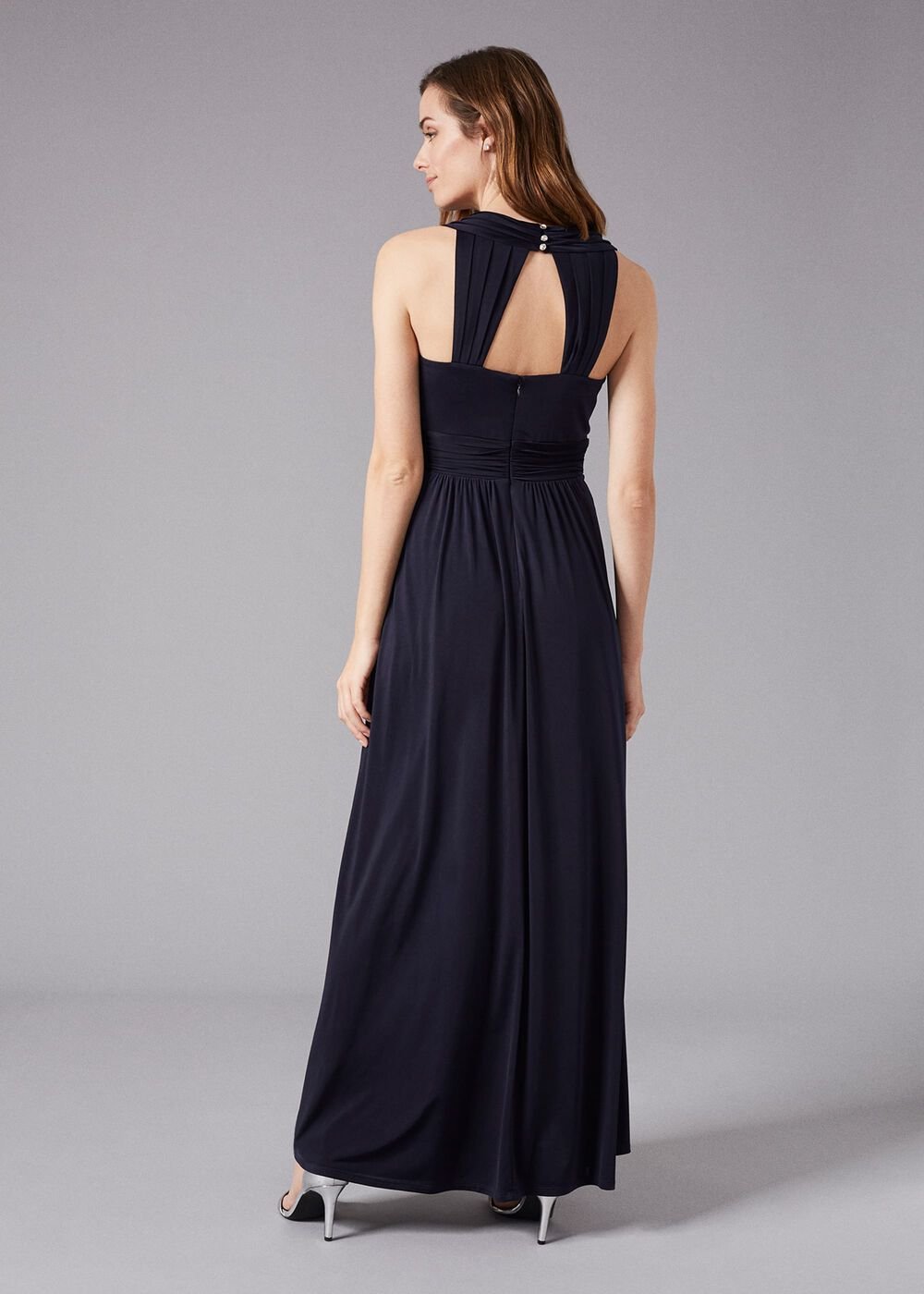 Odetta Embelished Jersey Dress Navy