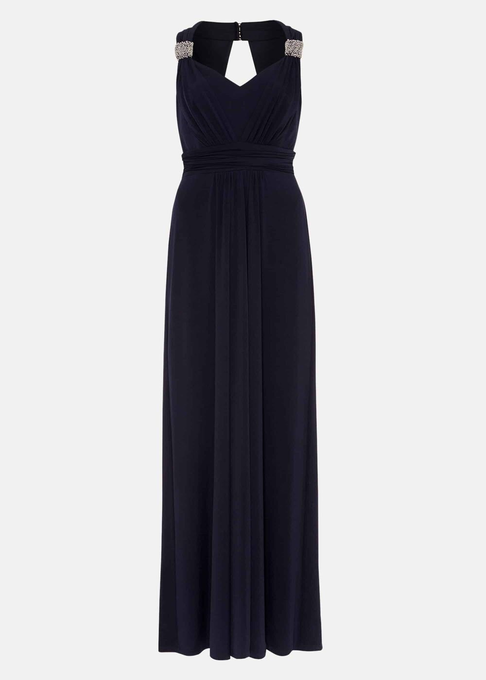 Odetta Embelished Jersey Dress Navy
