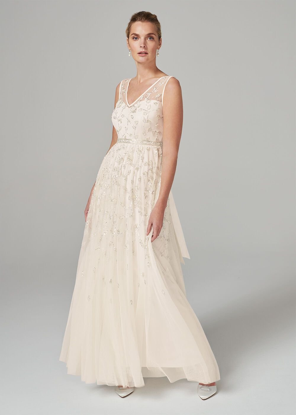 Millicent Beaded Wedding Dress Antique Cream
