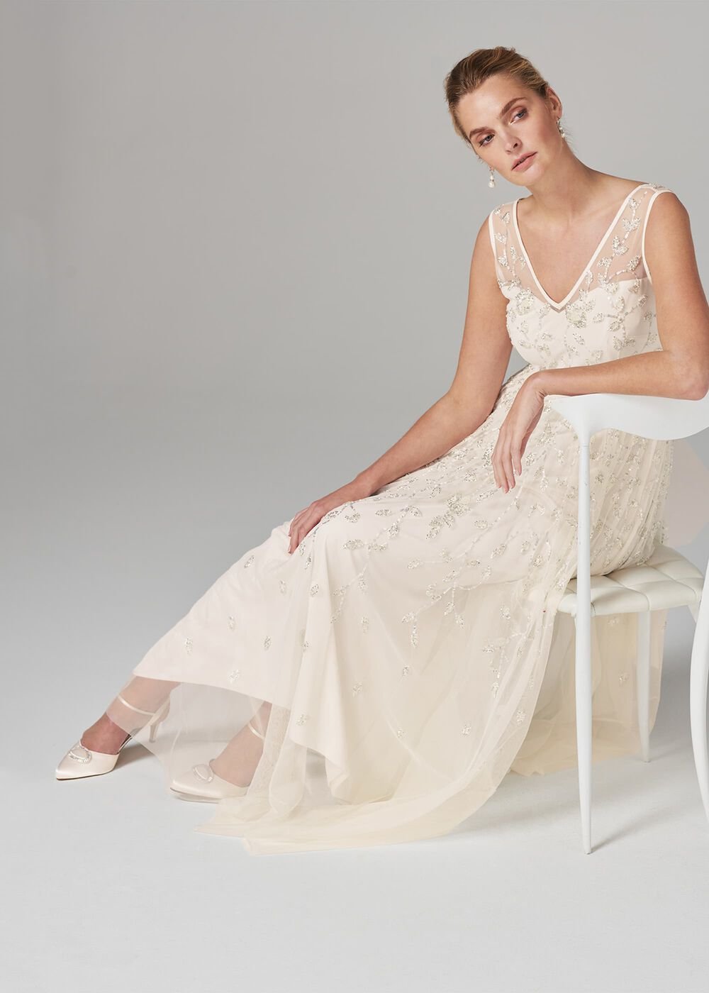 Millicent Beaded Wedding Dress Antique Cream