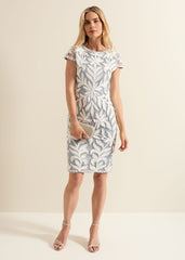 Isobel Tapework Lace Fitted Dress Mineral/ Ivory