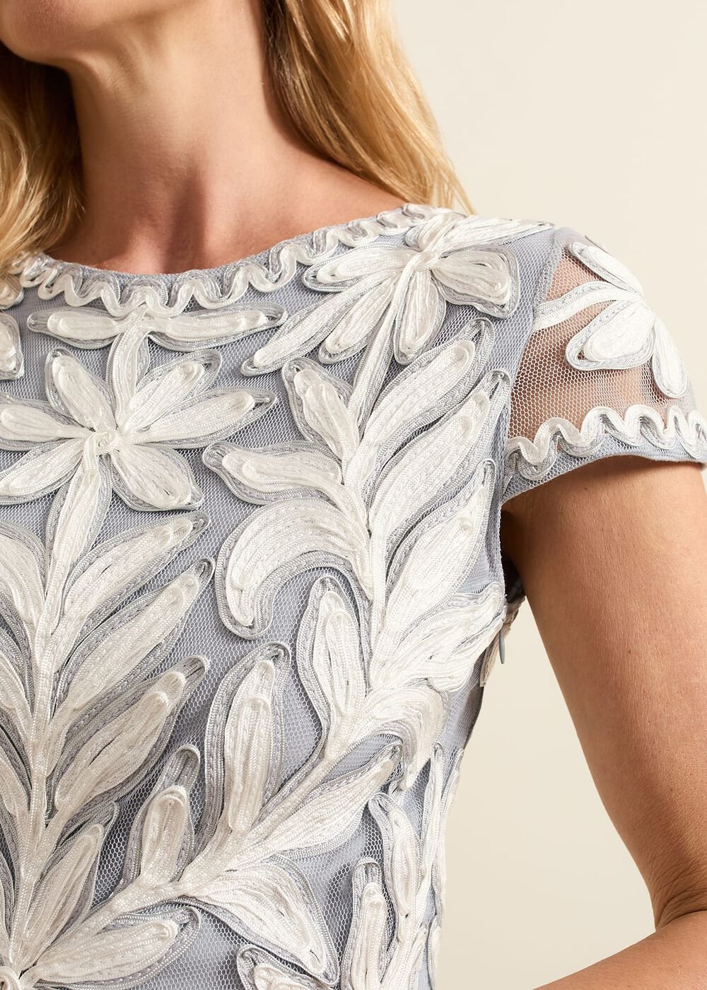 Isobel Tapework Lace Fitted Dress Mineral/ Ivory