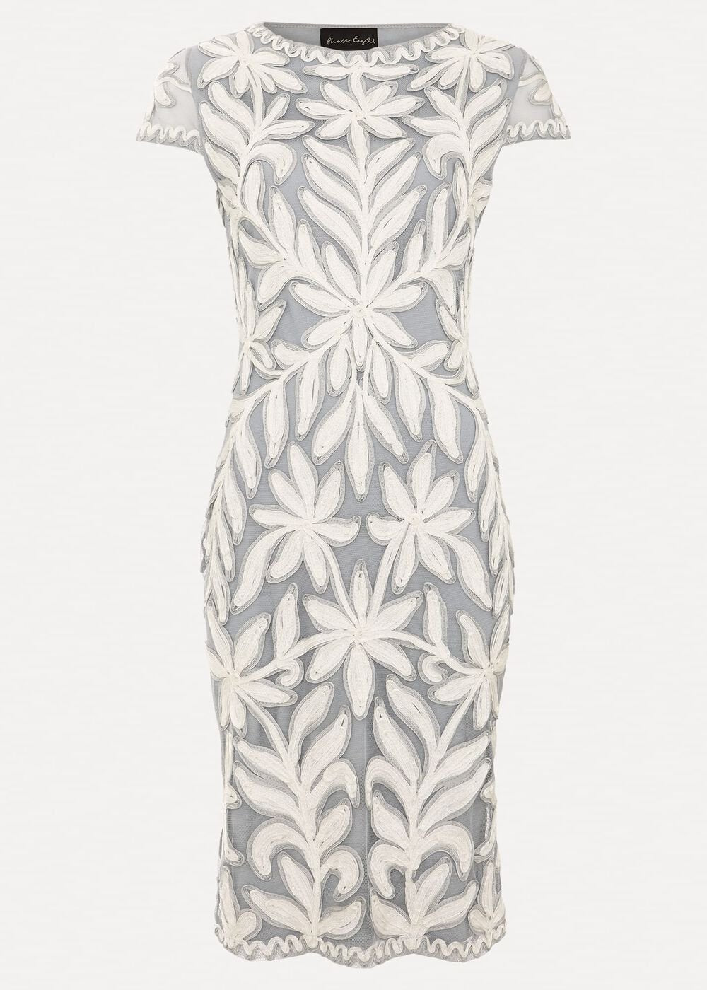 Isobel Tapework Lace Fitted Dress Mineral/ Ivory