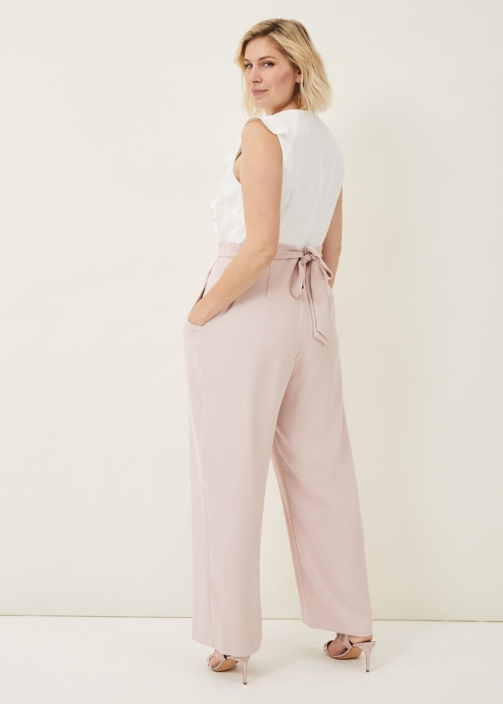 Linda Frill Jumpsuit Ivory/ Antique Rose