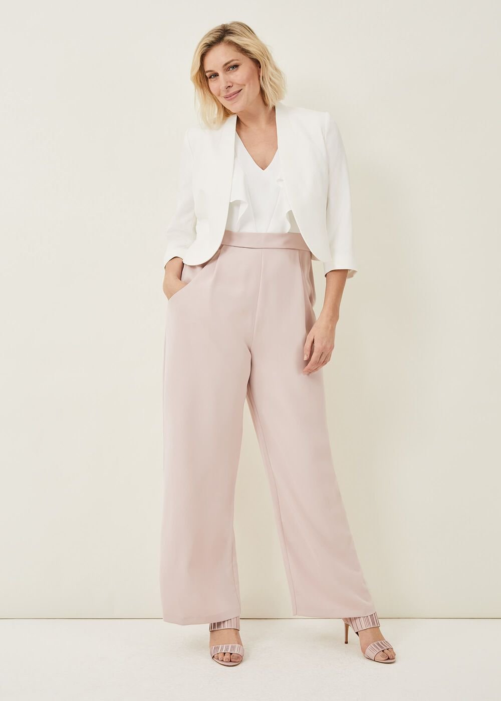 Linda Frill Jumpsuit Ivory/ Antique Rose