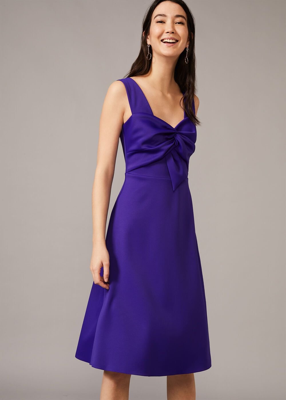 Jadine Bow Fit & Flare Dress Electric Blue