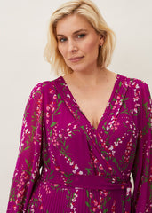 Carmen Pleated Maxi Dress Bright Plum
