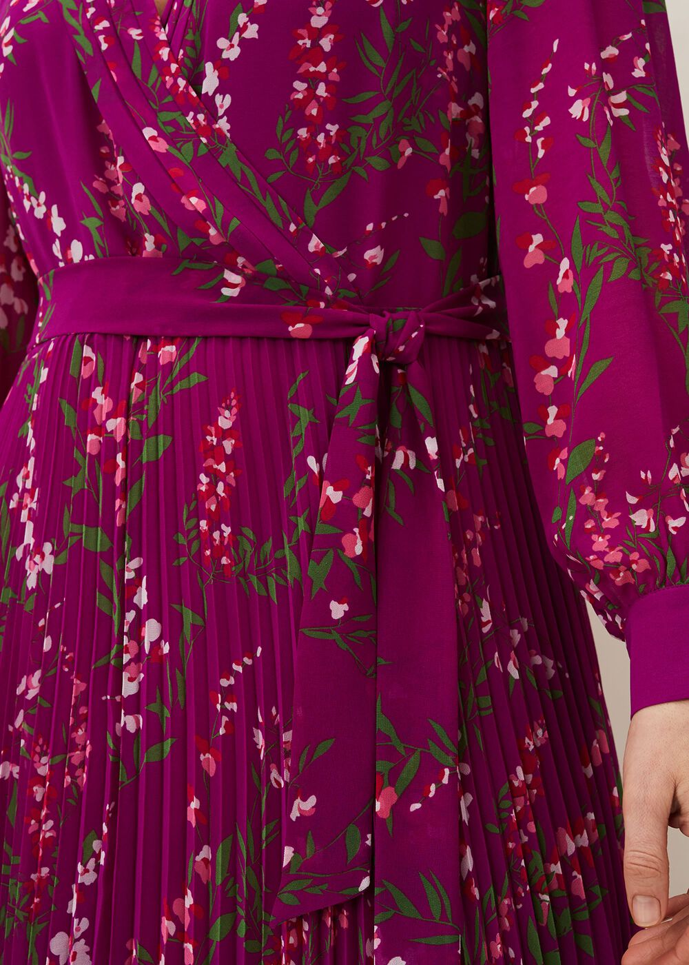 Carmen Pleated Maxi Dress Bright Plum