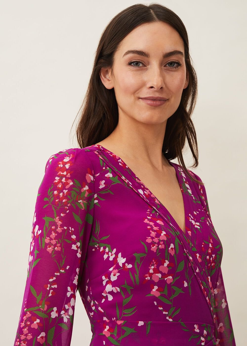 Carmen Pleated Maxi Dress Bright Plum