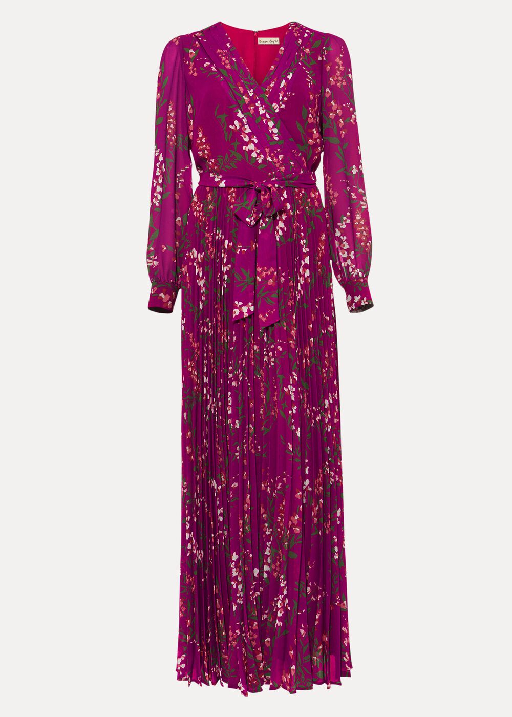 Carmen Pleated Maxi Dress Bright Plum