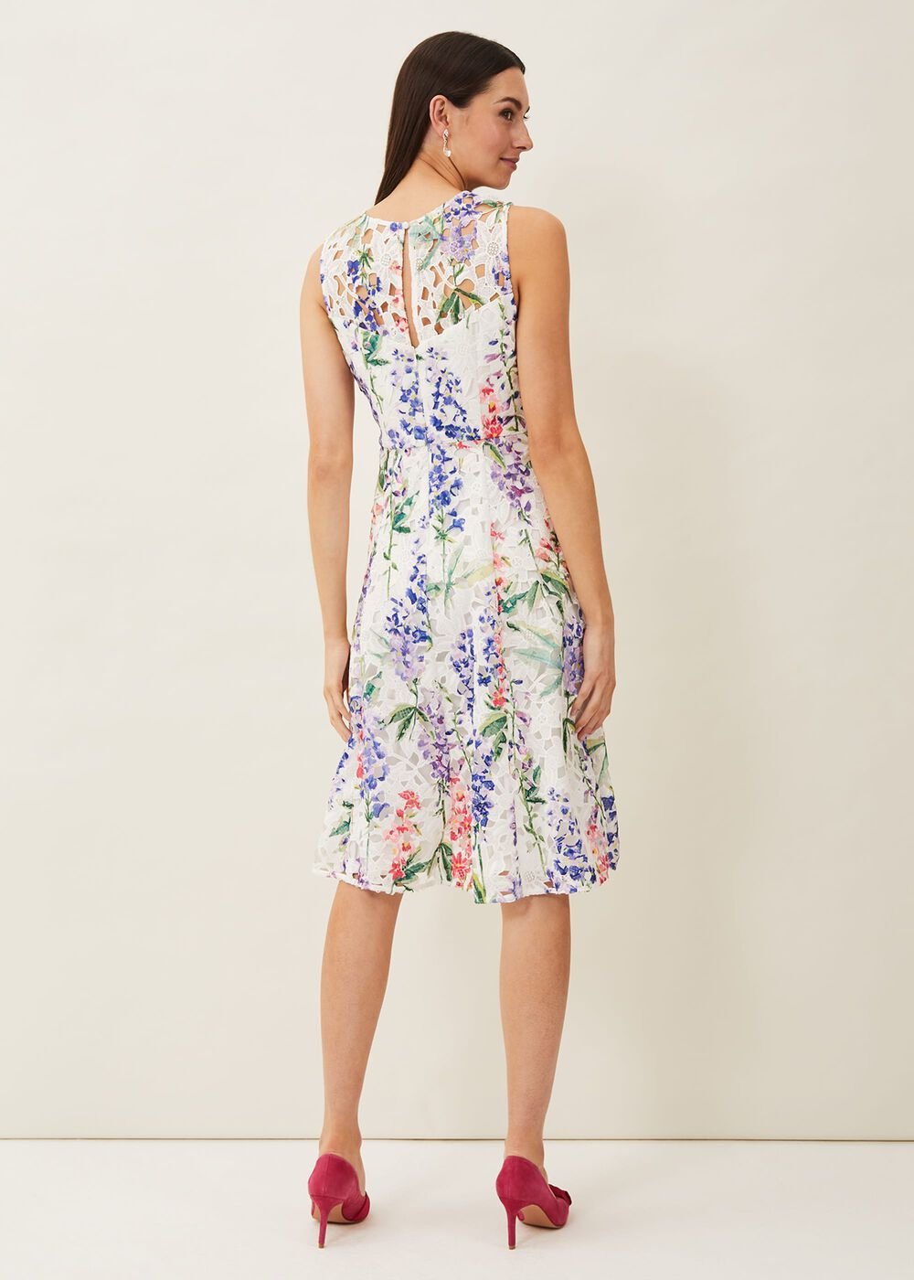 Lonnie Floral Fit And Flare Dress Ivory/Multi
