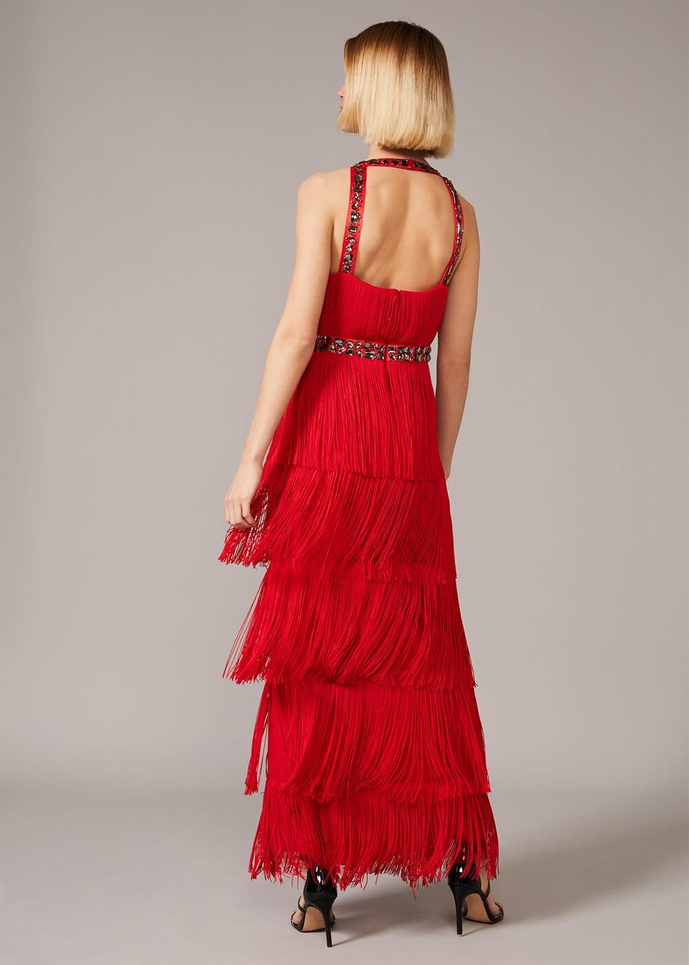 Albertina Fringe Maxi Dress Scarlet