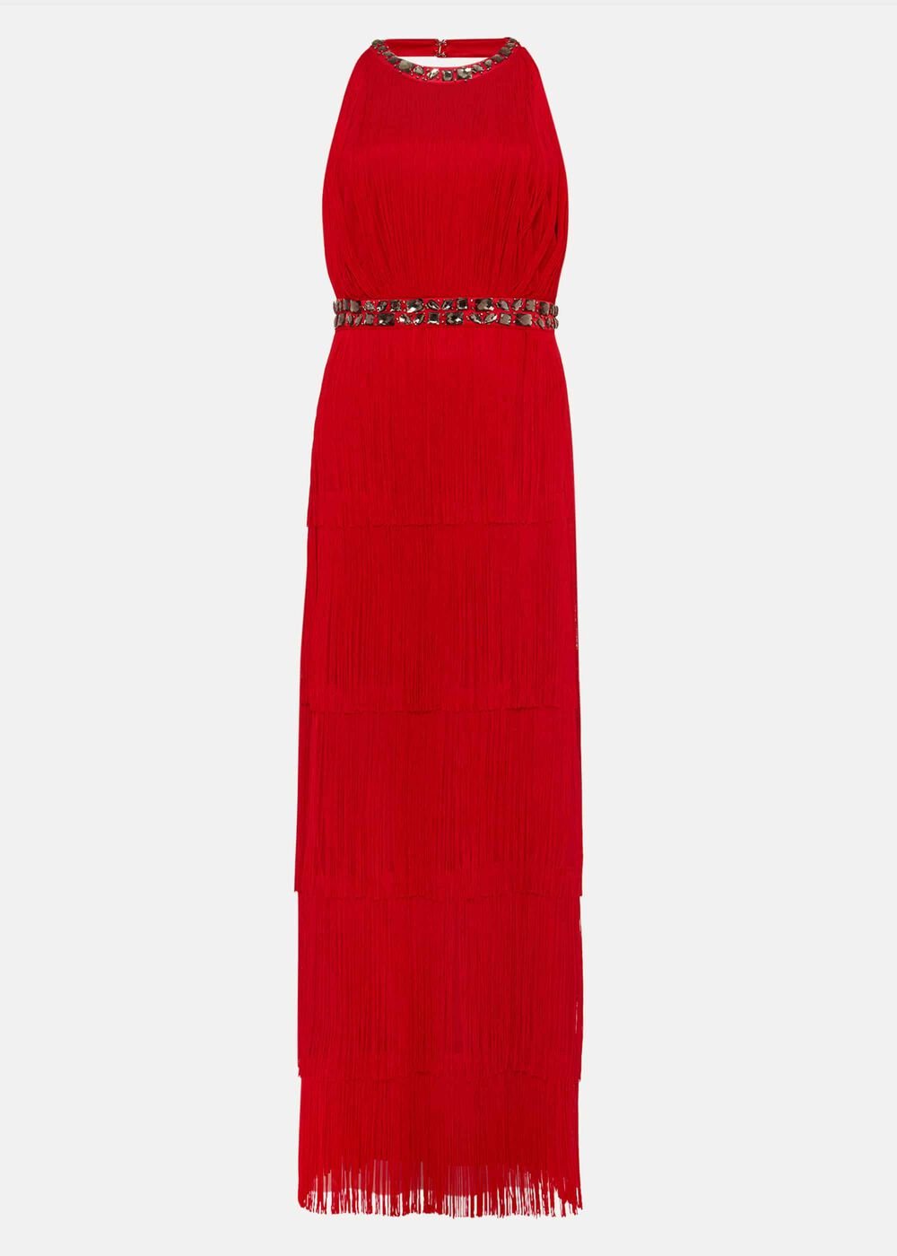 Albertina Fringe Maxi Dress Scarlet