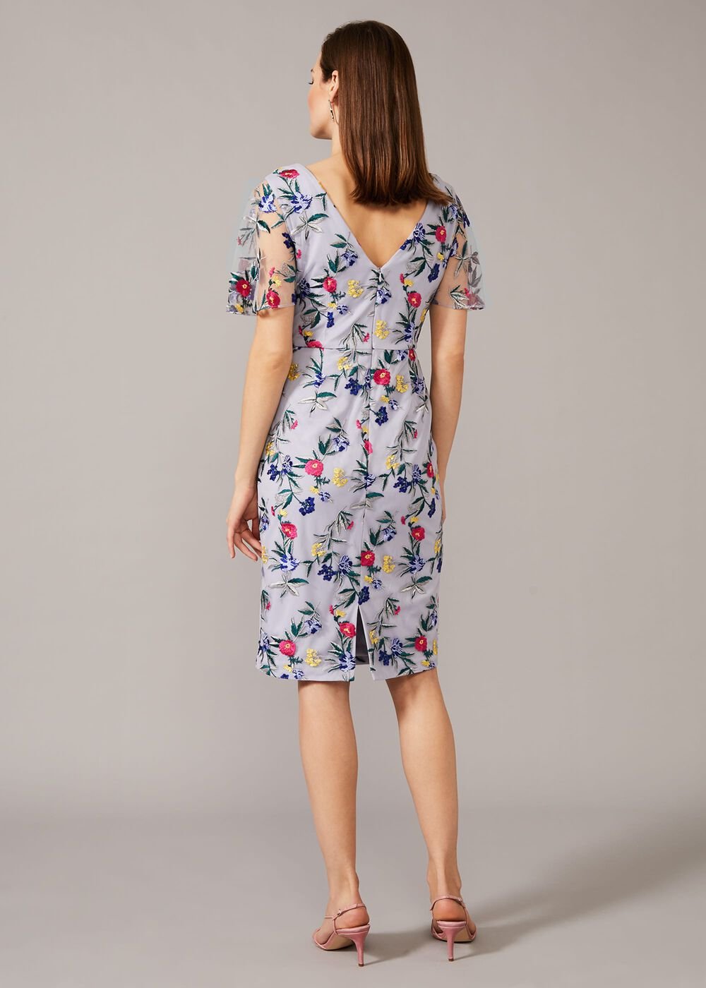 Lorie Floral Embroidered Dress Lavender