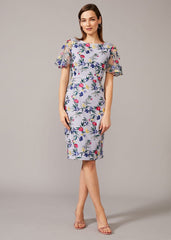 Lorie Floral Embroidered Dress Lavender