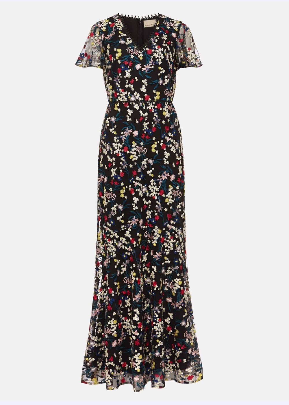 Daiva Embroidered Fishtail Dress Black/Multi
