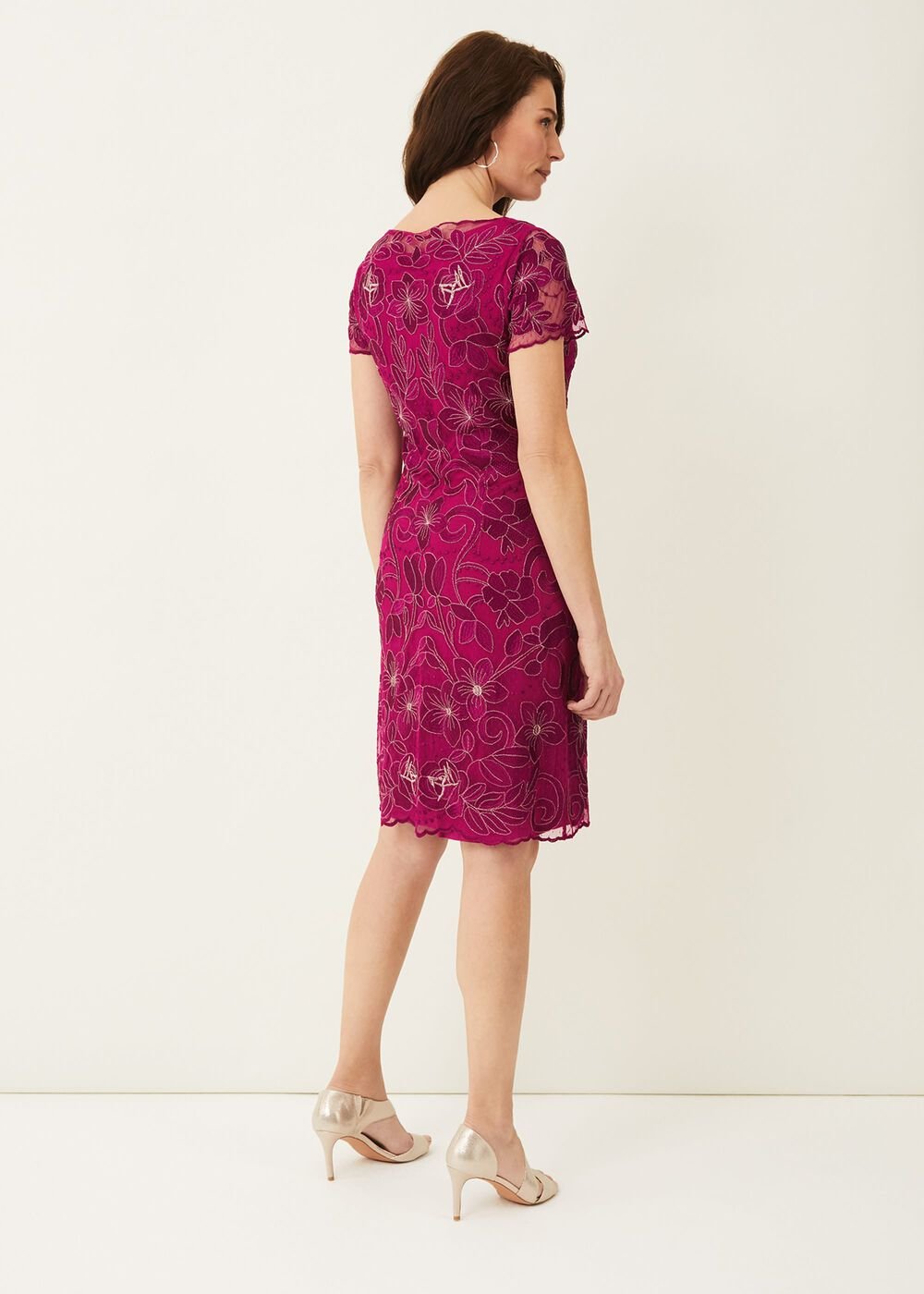 Nessa Embroidered Dress Fuchsia