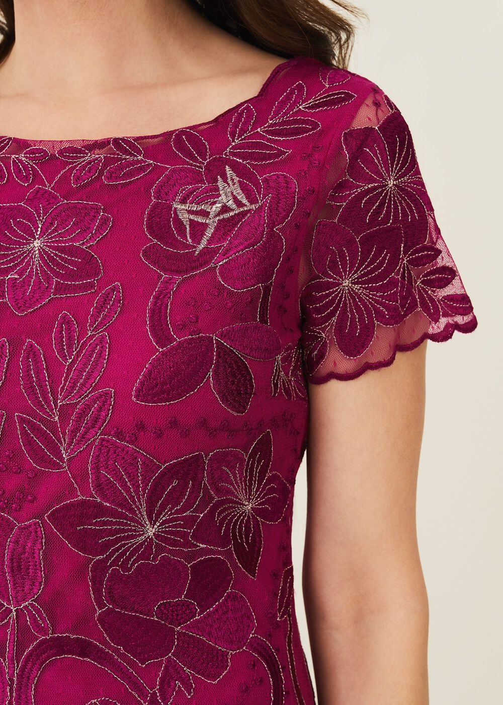 Nessa Embroidered Dress Fuchsia