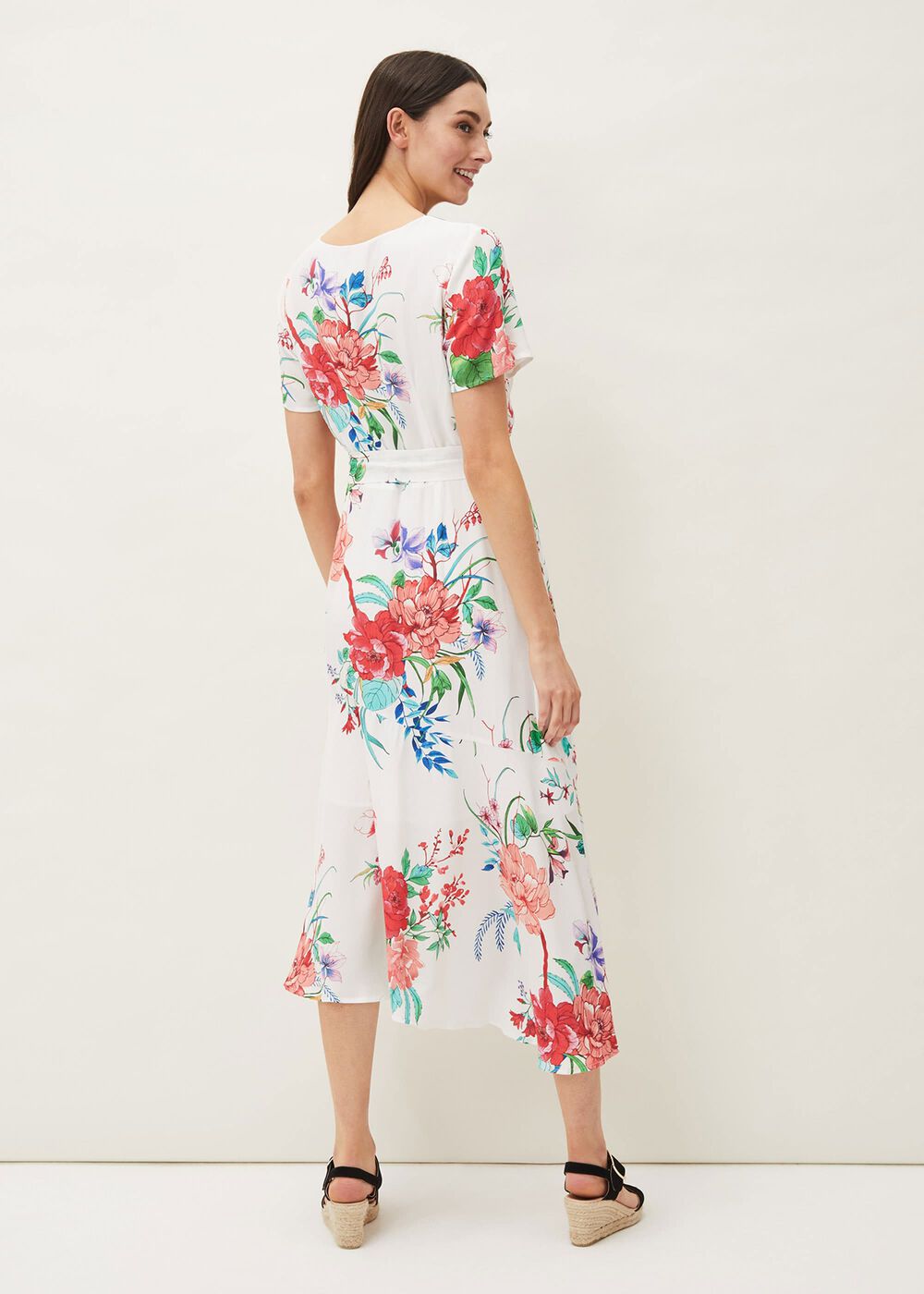 Evadine Floral Tea Dress White Multi